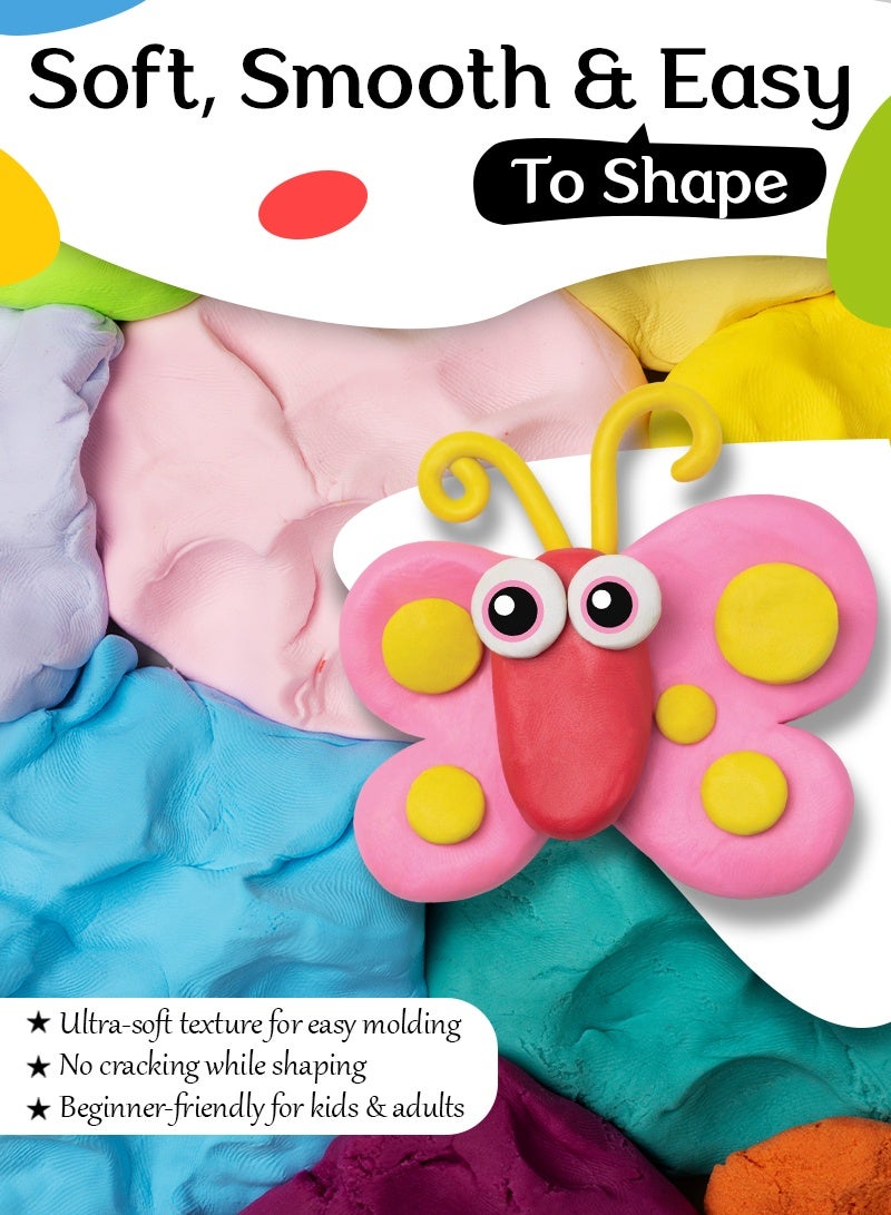 ABJ Clay 48 Colors, Modeling Clay for Kids DIY Starter Kits, Oven Baked Model Clay, Non-Sticky Molding Clay with Sculpting Tools, Gift for Children and Artists (48 Colors) - Image 3